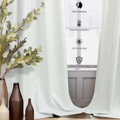 Ivory White Curtains 84 Inch Length 2 Panels - Image 6