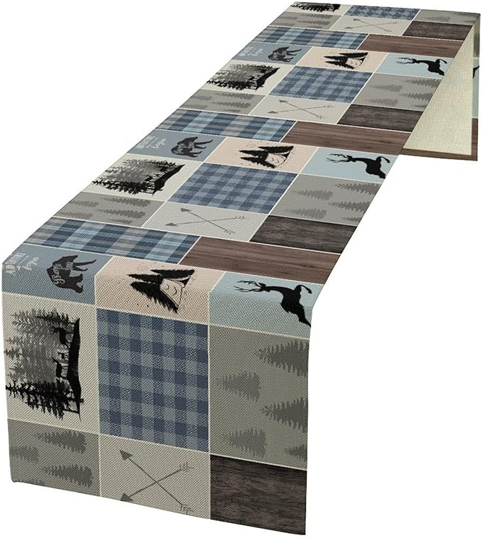 Rustic Bear Deer Table Runner by Unknown