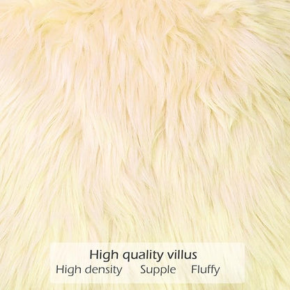 LIGICKY Set of 2 Decorative Lumbar Pillow Covers Soft Light Yellow Fluffy Throw - Image 4
