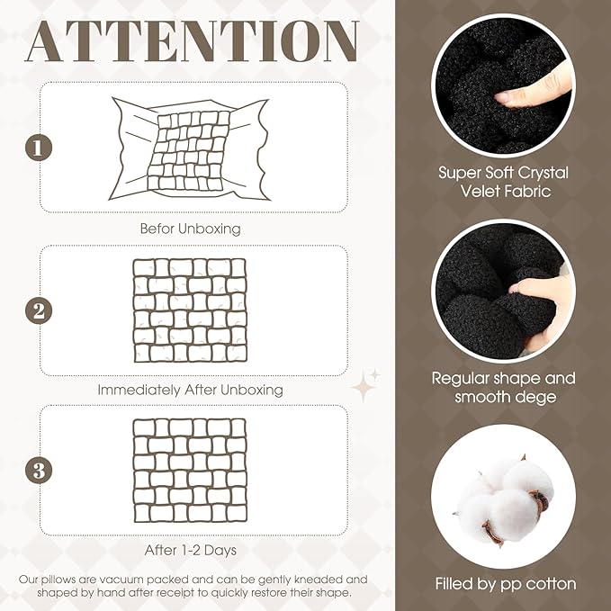 Wenqik 2 Pcs Knot Pillows Square Knotted Plush Throws Soft Accent Pillows - Image 3