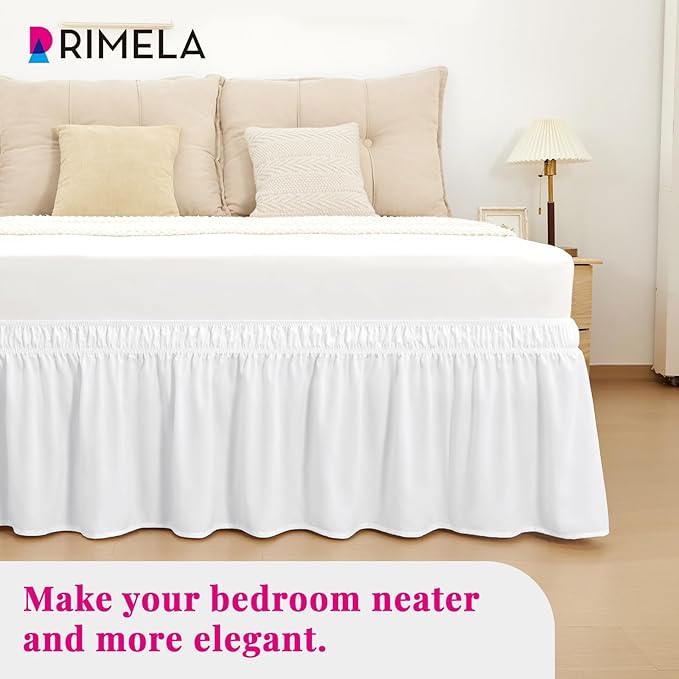 RIMELA Bed Skirt Queen Size Moon White 15 Inch Drop, Wrap Around Elastic - Image 9