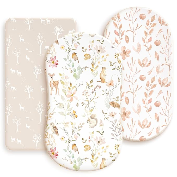 GRSSDER Stretchy Ultra Soft Fitted Bassinet Sheets 3 Pack, Universal Fit by BUYNOW