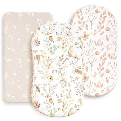 GRSSDER Stretchy Ultra Soft Fitted Bassinet Sheets 3 Pack, Universal Fit by BUYNOW