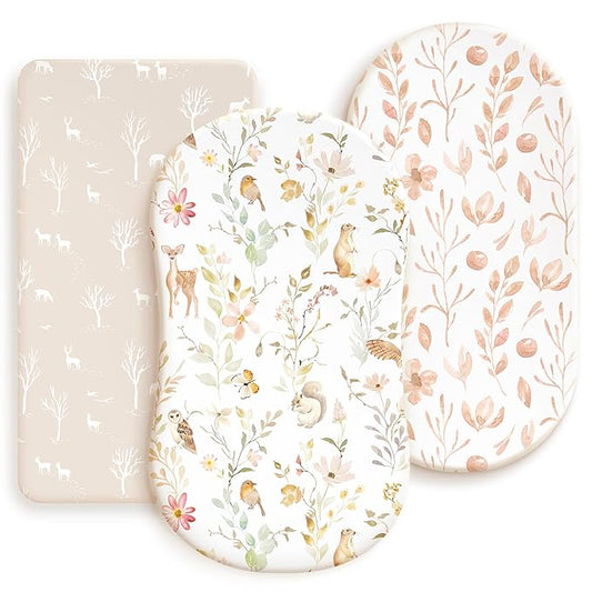 GRSSDER Stretchy Ultra Soft Fitted Bassinet Sheets 3 Pack, Universal Fit by BUYNOW