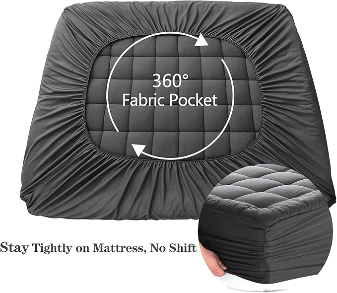 EASELAND Full Size Mattress Pad Pillow Top Cover Quilted Fitted Protector - Image 5