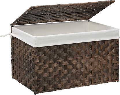 large wicker storage basket with lid, 27.7 gallon, main product view