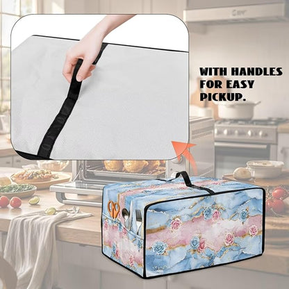 Rose Marble Texture Print Microwave Oven Grill Cover Protector Polyester-Linen - Image 5