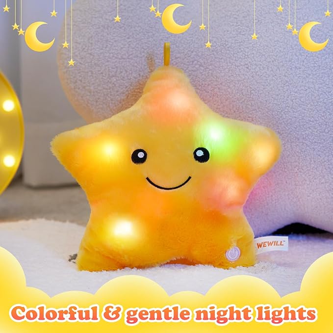 WEWILL 9'' LED Twinkle Star Soft Plush Pillow Toys Glowing Stuffed Star Light - Image 2