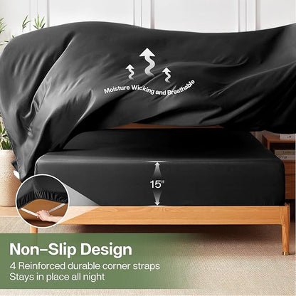 MR&HM Full Fitted Sheet Only, Ultra-Soft Rayon Derived from Bamboo & Polyester - Image 6
