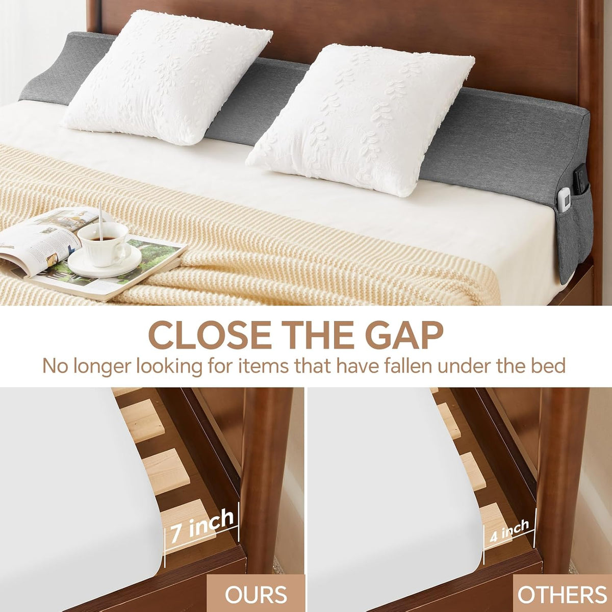 euhams queen bed wedge pillow for headboard, mattress shown in use