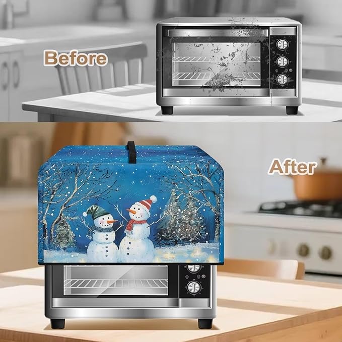 Microwave Oven Cover, Christmas Snowman Heat-Resistant Polyester Machine - Image 4