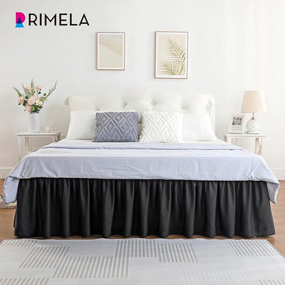 RIMELA Bed Skirt Wrap Around Elastic Dust Ruffles Solid Color Wrinkle and Fade - Image 6