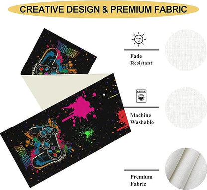 Gaming Table Runner, Kids Themed Game Controller Colorful Gamer Table Scarf - Image 3
