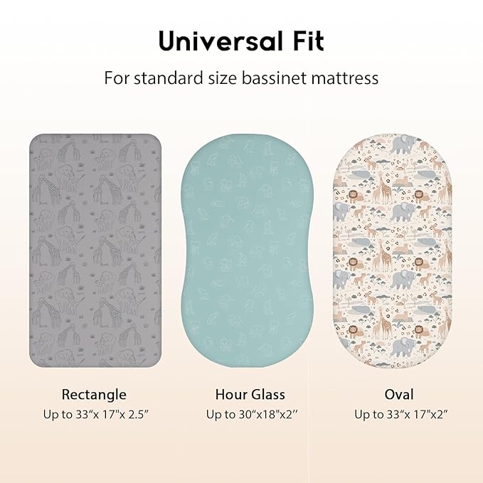 Baby Bassinet Sheets Girl Boy, Fitted Bassinet Sheet Set 3 Pack Bassinet - Image 3