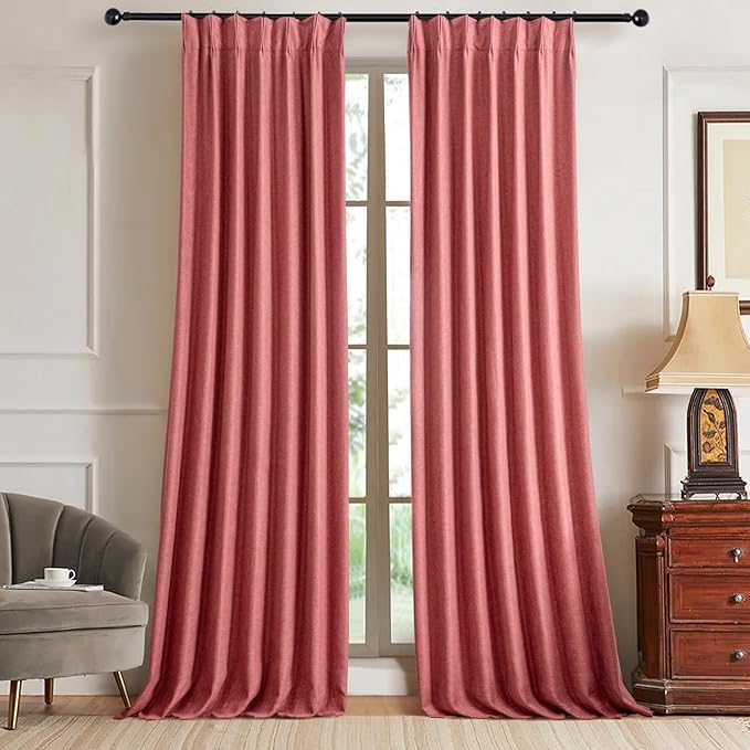 IVAPUPU Linen Pinch Pleated 100% Blackout Curtains by IVAPUPU