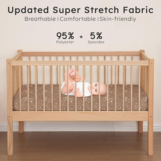 Baby Crib Sheets for Boys Girls Neutral, 2 Pack Crib Mattress Sheet for - Image 5