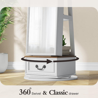 tagelier jewelry cabinet with full length mirror, lockable, front angle view