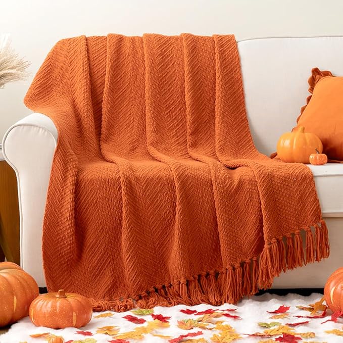 BATTILO HOME Burnt Orange Throw Blanket - Image 2