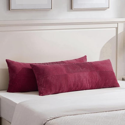 Fancy Homi Set of 2 Burgundy Boho Long Lumbar Body Decorative Throw Pillow by Fancy+Homi