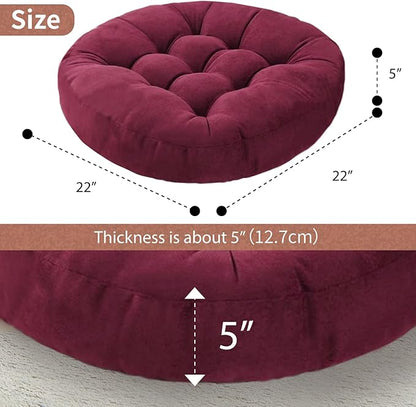 Meditation Floor Pillow Set of 2 Large Round Floor Cushions - Image 2