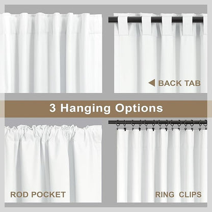 White Blackout Curtains 84 Inch Long 2 Panels Cotton Linen Thick Total Black - Image 5