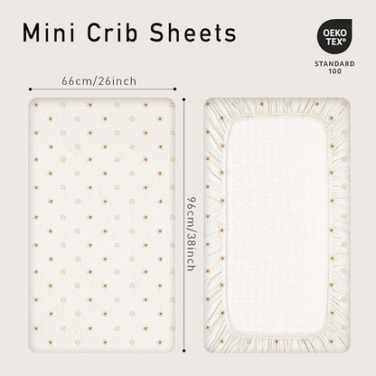 Gllquen Baby Muslin Mini Crib Sheets 3 Pack, Breathable Pack and Play Sheets - Image 4