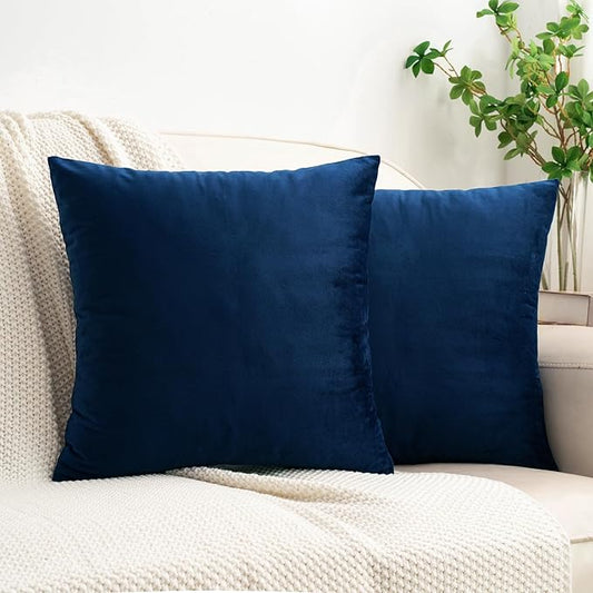 HWY 50 Navy Blue Velvet Throw Pillow Covers 18x18 Inch by HWY50
