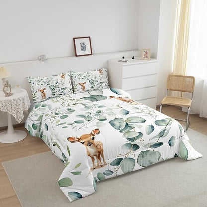 Erosebridal Cartoon Deer Toddler Size Comforter Set Toddler Woodland Wildlife - Image 3