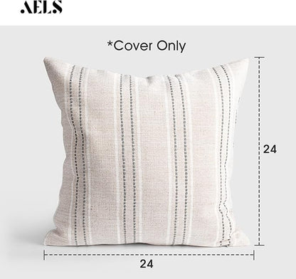 AELS 24x24 Decorative Farmhouse Linen Throw Pillow Covers, Boho Textured Pillow - Image 2