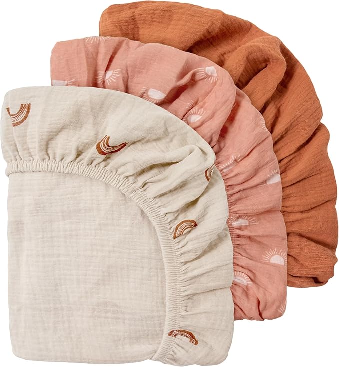 Gllquen Baby Muslin Bassinet Sheets 3 Pack, Breathable Elastic Cozy Fitted - Image 9