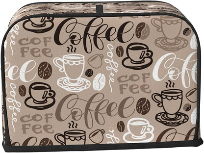 Brown Coffee Pattern 2 Slice Toaster Cover, Waterproof Toaster Dust Cover Bread - Image 3