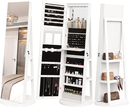 olixis 360° swivel jewelry cabinet with light, lockable, main product view