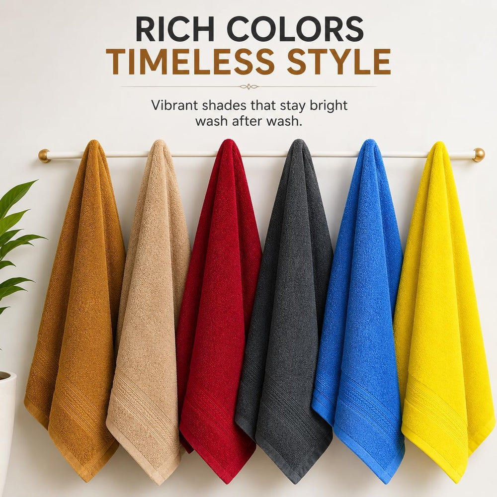 Pearl Linens Bath Towels Pack of 6, 27x55 Inches, 550 GSM 100% Ring Spun Cott...