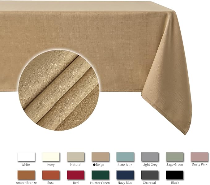 maxmill Faux Linen Texture Tablecloth Stain Resistant Waterproof, Wrinkle - Image 4