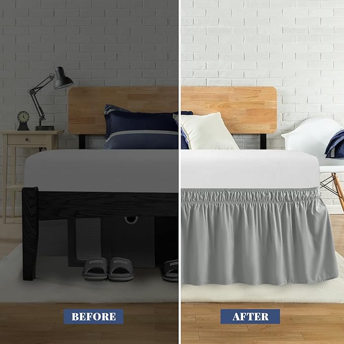 Full Bed Skirt, Elastic Wrap Around Bed Skirt Full Size, Bed Skirts - Image 3