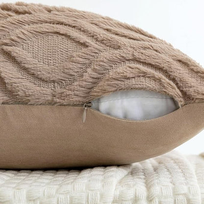 MIULEE Light Brown Throw Pillow Covers 12x20 Inch, Soft Winter Plush Faux Wool - Image 3