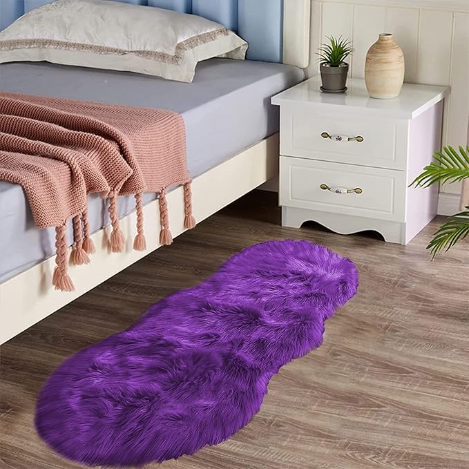 Latepis Fluffy Rug for Bedroom 2x4 Purple Shag Rugs Washable Faux Fur Sheepskin by Latepis