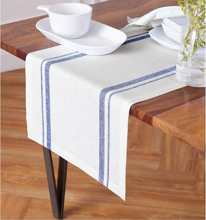 Solino Home Striped Linen Table Runner 120 Inches Long - Image 2