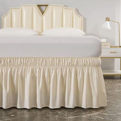 MEILA Wrap Around Bed Skirt Three Fabric Sides Elastic Dust Ruffled 16 Inch - Image 2