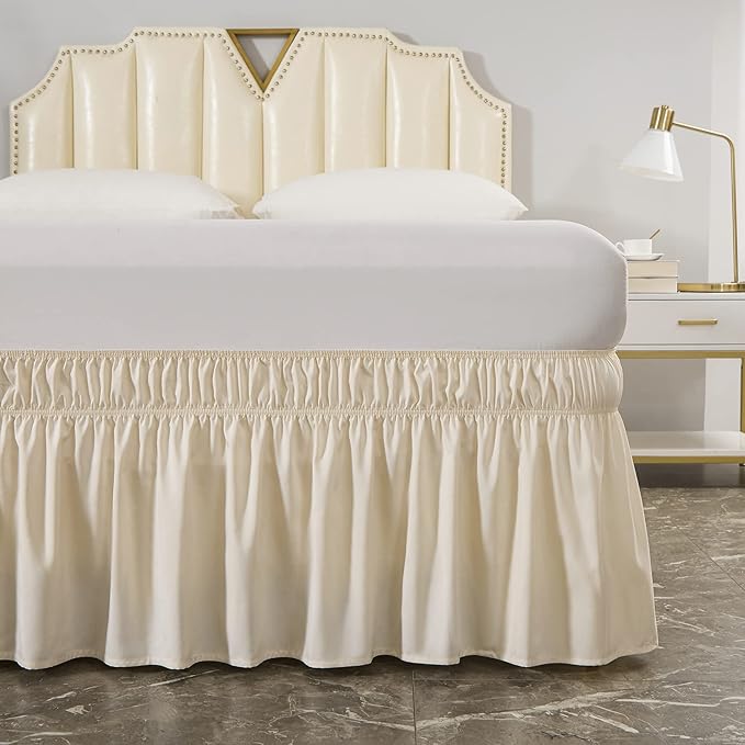 MEILA Wrap Around Bed Skirt Three Fabric Sides Elastic Dust Ruffled 16 Inch - Image 2