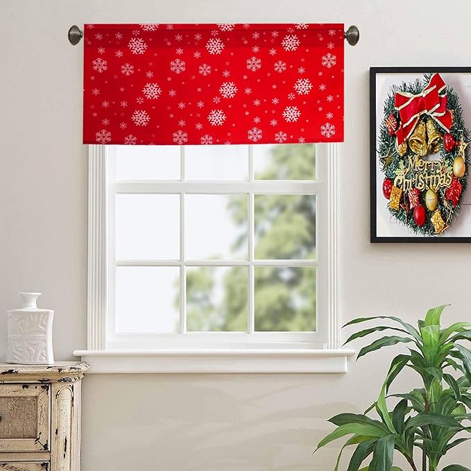 Elegant Snowflake Valance for Windows Decor 52 x 18 Inches Festive Winter Rod by HighQualityCurtains