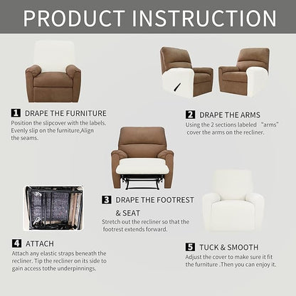 Easy-Going 4 Pieces Oversized Recliner Stretch Sofa Slipcover Sofa Cover - Image 4