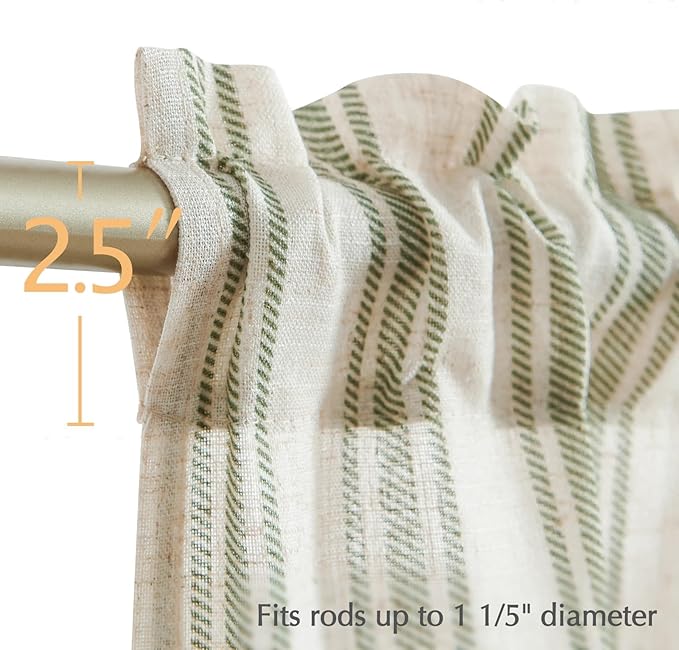jinchan Striped Valance Farmhouse Window Treatment Linen- Polyester Textured - Image 5