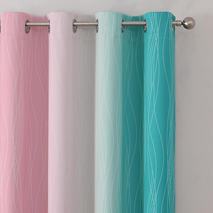 Estelar Textiler Pink and Teal Blackout Curtains - Image 4