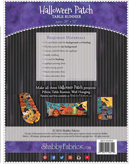 Halloween Patch Table Runner Pattern by Shabby Fabrics