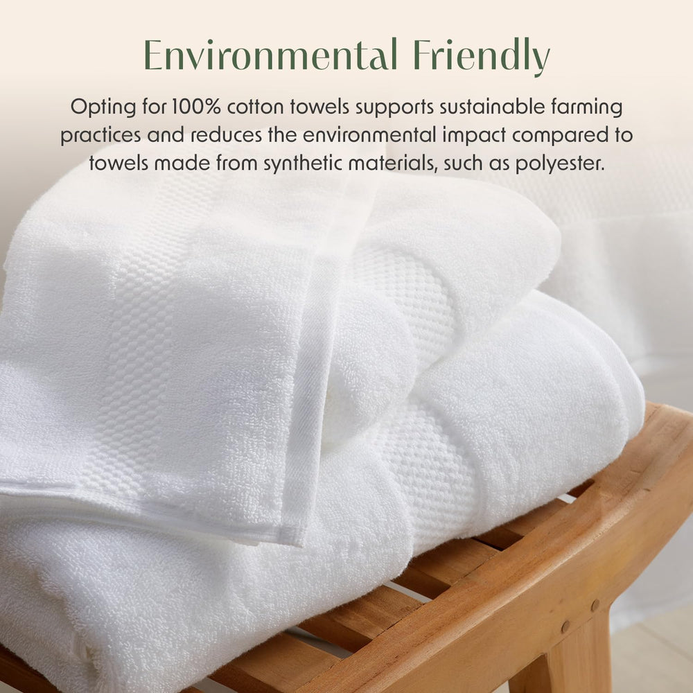 100% Cotton Luxury Hotel Bath Towel Set | 4-Pack | White