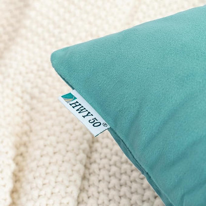 HWY 50 Teal Blue Velvet Rectangular Throw Pillow Covers 12x20 Inch - Image 4