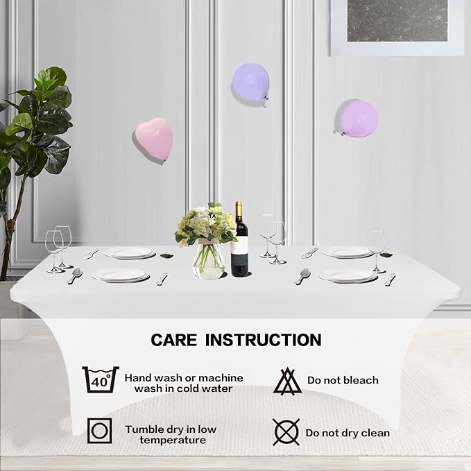 IVAPUPU 2 Pack 6FT Table Cloth for Rectangular Fitted Events Stretch White - Image 5