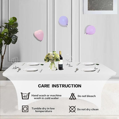 IVAPUPU 6FT Spring Table Cloth for Rectangular Fitted Events Stretch White - Image 5