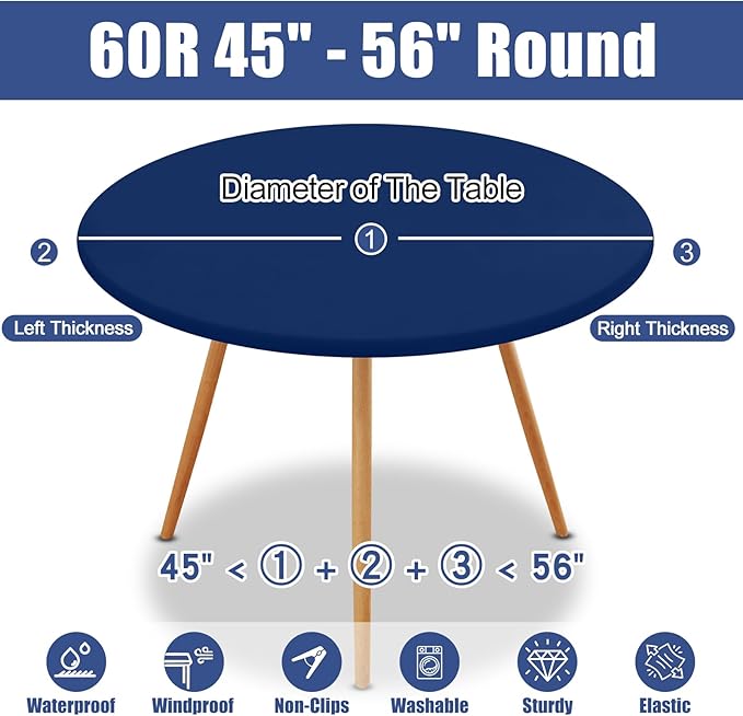 Round Spandex Tablecloth, Elastic Fitted Waterproof Tablecloths - Image 8